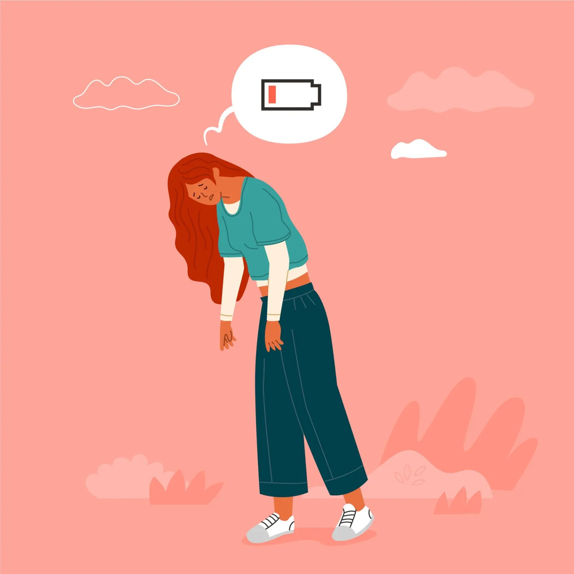 Tired working mother feeling mentally exhausted and low energy before starting healthy weight loss journey