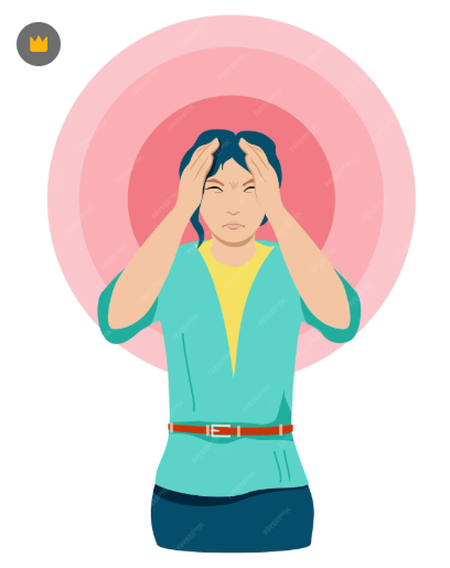 Working woman holding her neck with head heaviness caused by neck strain and prolonged laptop work during unhealthy lifestyle phase