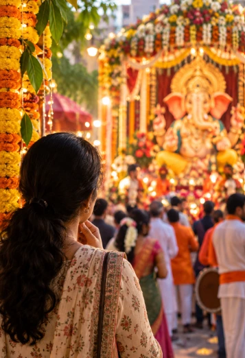Ganesha Chaturthi celebration with a devotee reflecting on different ways of celebrating